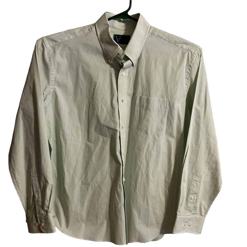 men's Vineyard Place long sleeve shirt white n  green plaid xl